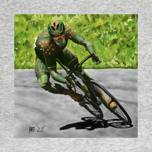 Orc Cyclist Bike Racing Fantasy Illustration by Helms Art Creations
